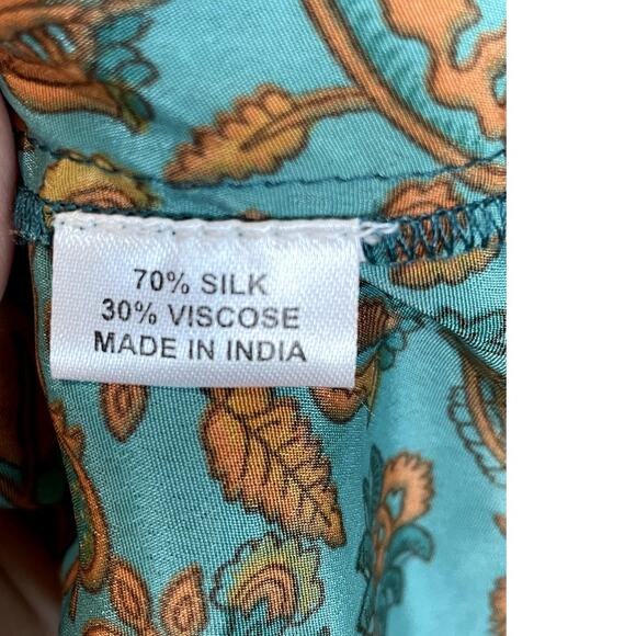 L’Atelier de Sonja Silk Viscose Boho Kimono Duster Jacket Green Gold Floral - Picture 4 of 10